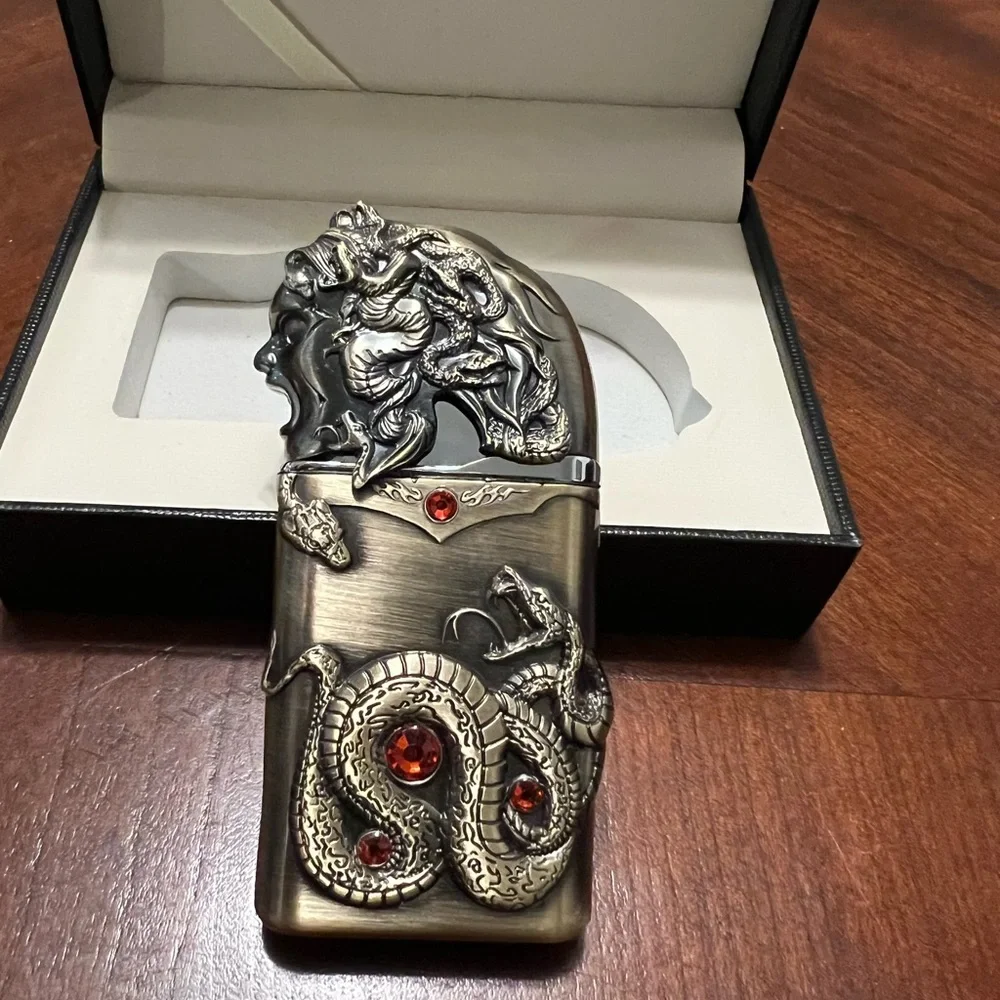 Brand New Medusa Luxury Torch Lighter Duel Flame Bronze